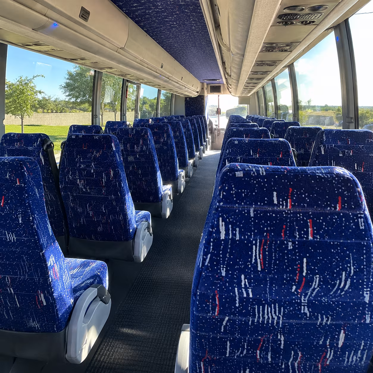 columbia charter bus rental interior